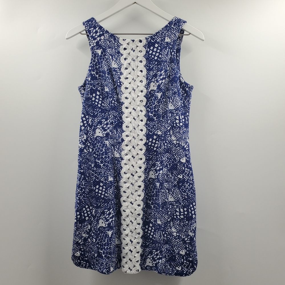 Lilly Pulitzer Target Upstream Shift Dress Navy Blue Animal Fish Printed
